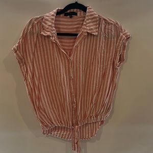 Sanctuary orange striped linen button down